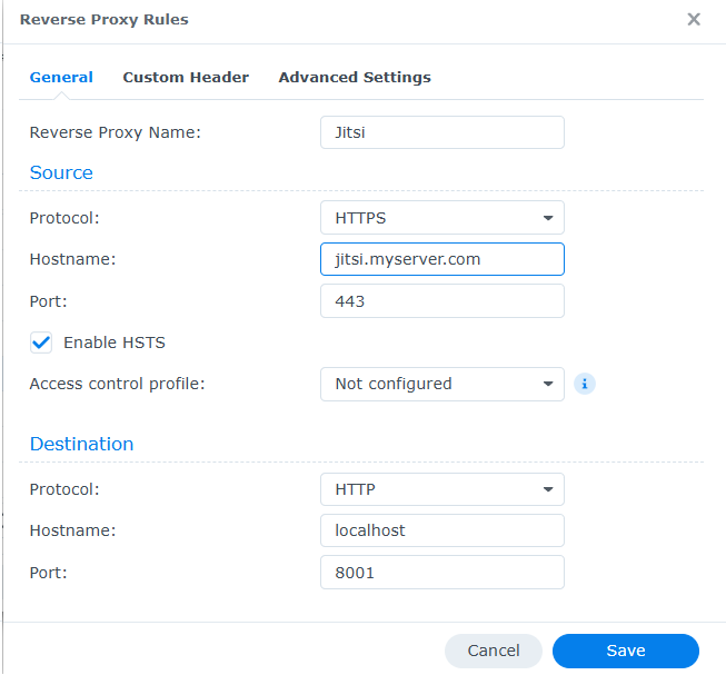 Reverse Proxy General Settings